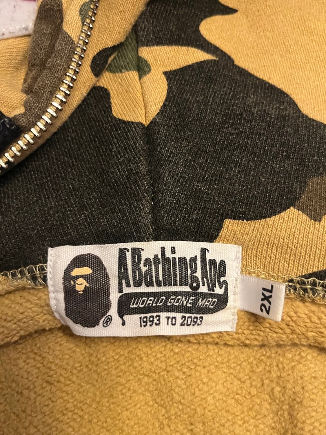 베이프 황계 xxl PONR 퍼스트 카모 세컨드 샤크 풀 집 후드 옐로우 상품이미지2