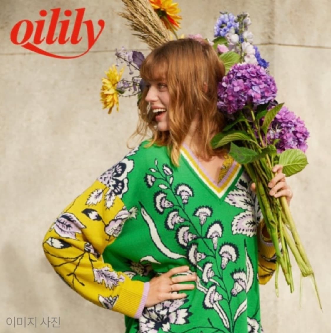 정품) 오일릴리 플로럴 브이넥 니트  상품이미지8