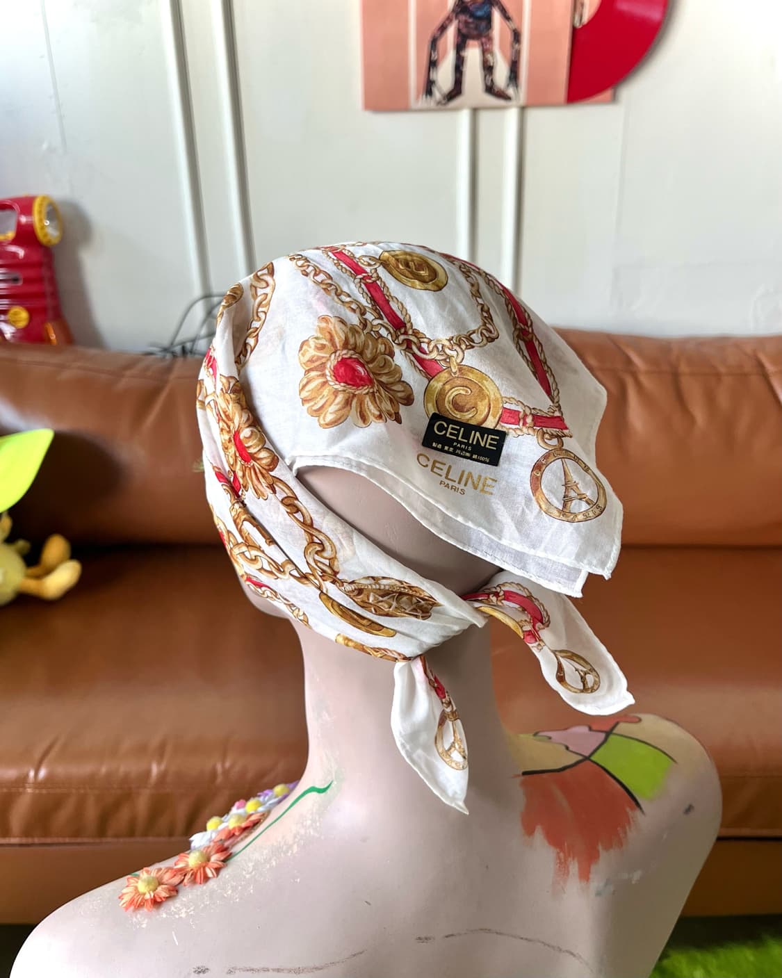 1980-90s Old CELINE Paris Bandana Scarf 상품이미지5