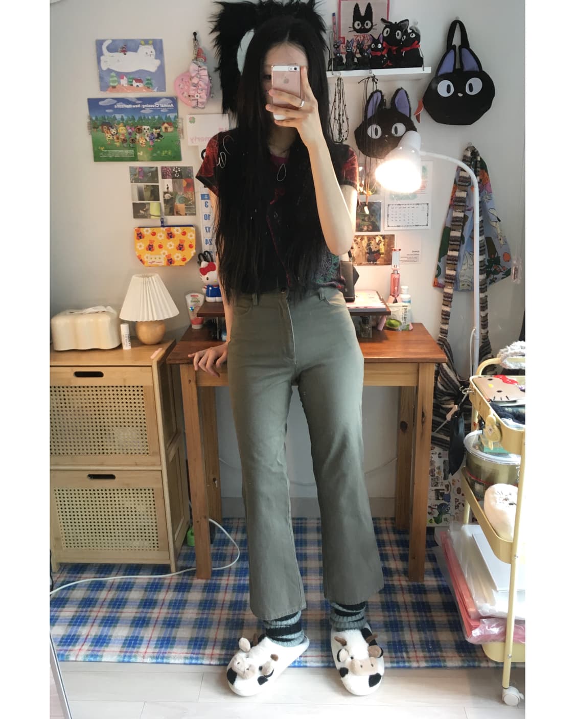 vintage stretch semi-bootcut pants khaki 상품이미지4