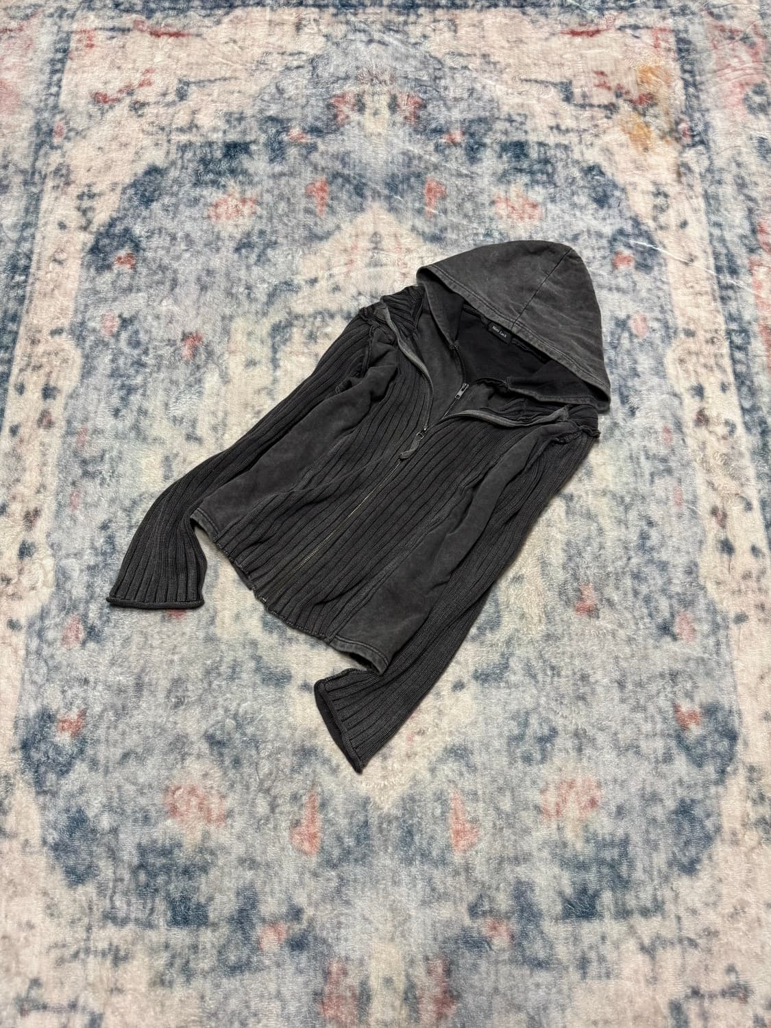 Nini lack layered zipper grunge hoodie 상품이미지1
