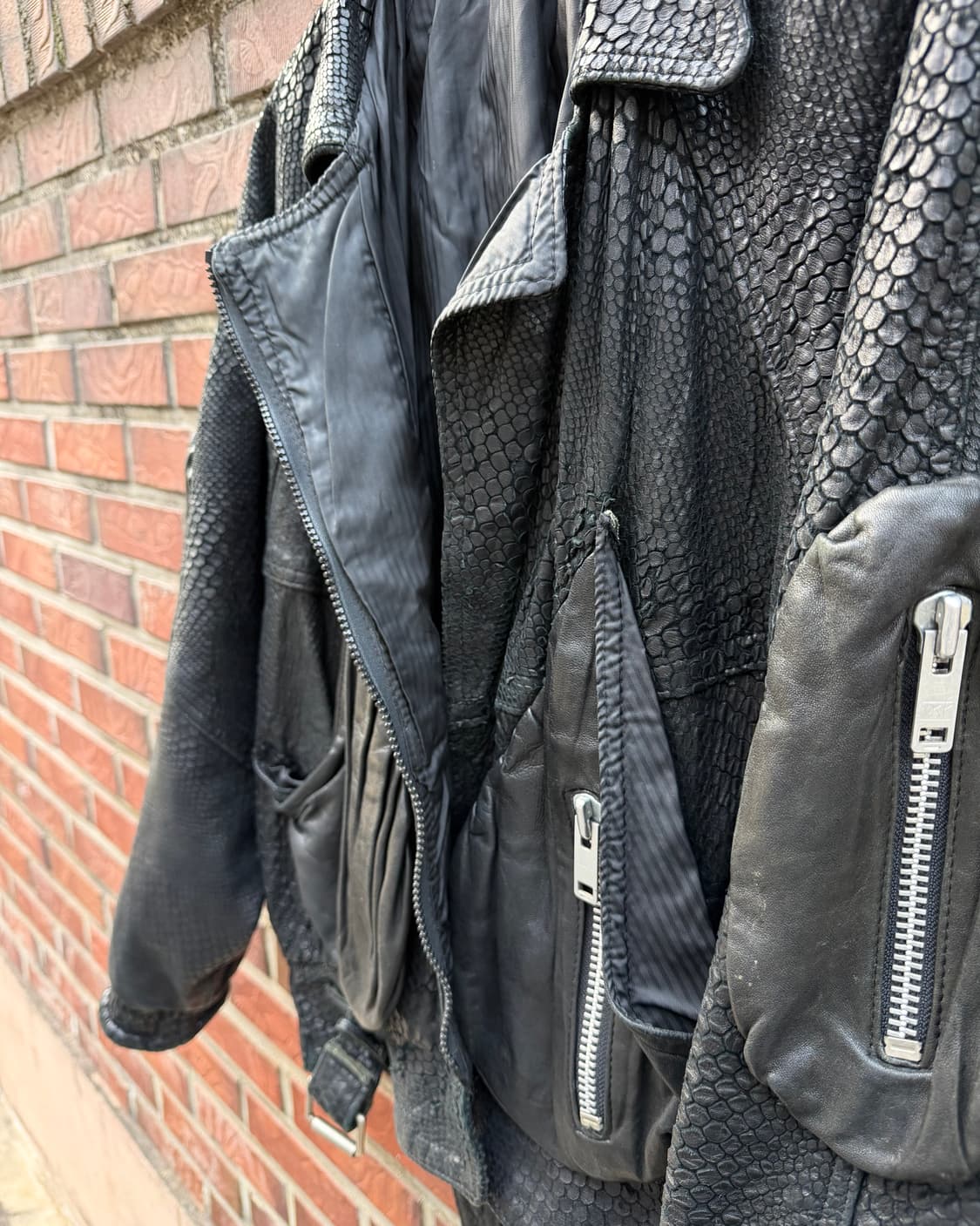 80s UK 빈티지 3D 포켓 레더 봄버 상품이미지3