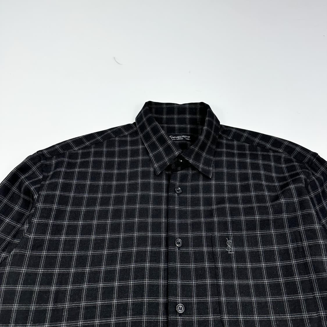 입생로랑 올드스쿨 흑청 자수 체크셔츠 (L) 상품이미지1