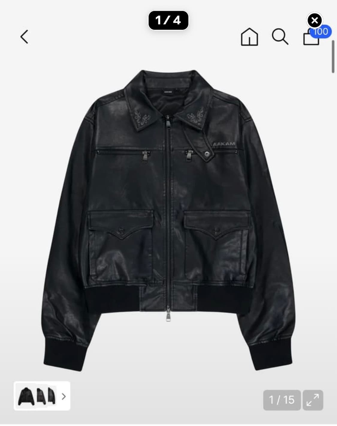아캄 Western Collar Leather Jacket (Black) 상품이미지1