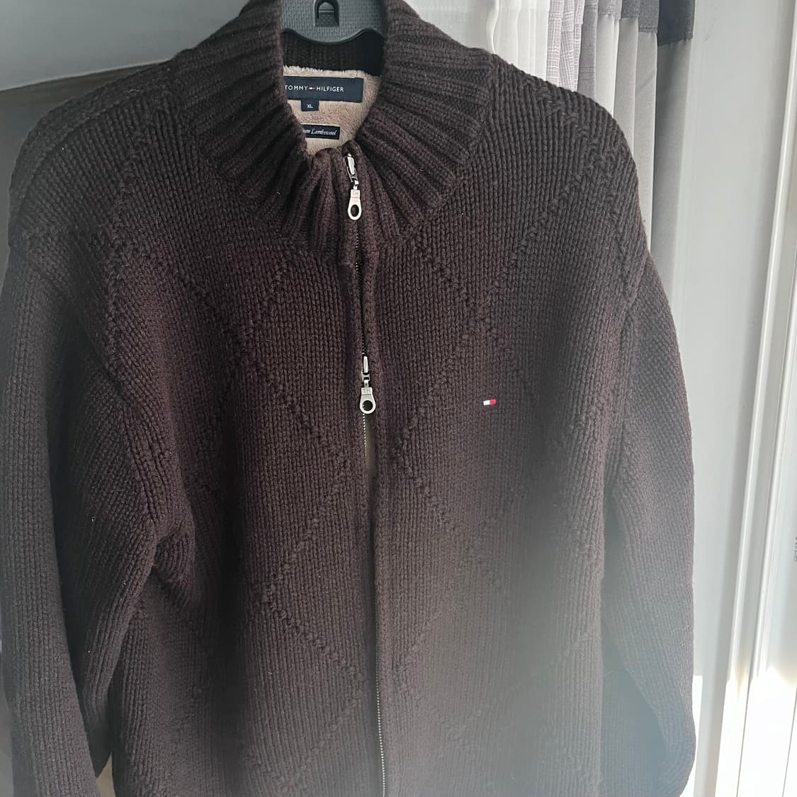 타미힐피거 사선 조직패턴 가디건 내부 퍼시어링  XL 상품이미지2