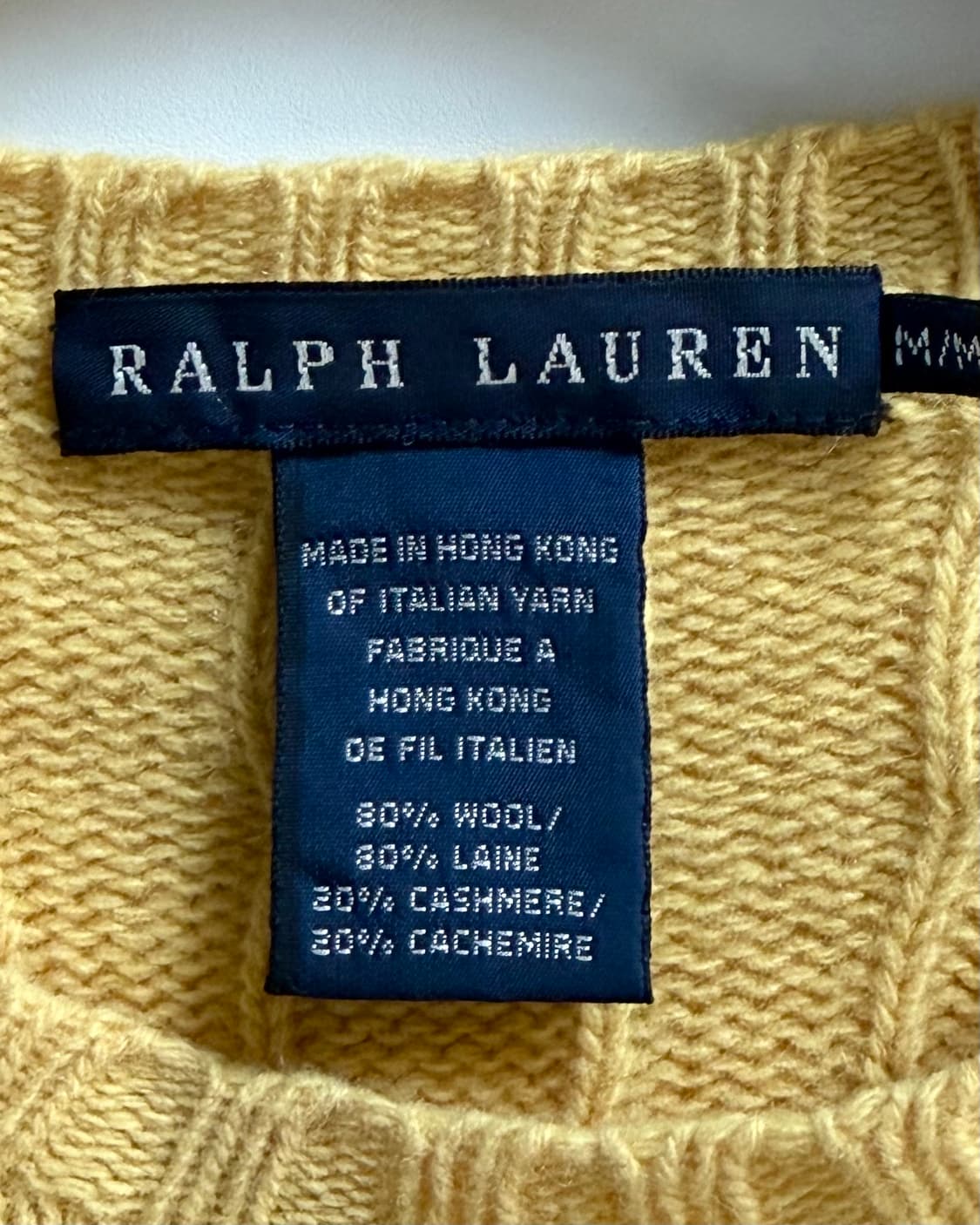 Polo 랄프로렌 옐로우컬러 울캐시미어 케이블 니트 상품이미지4
