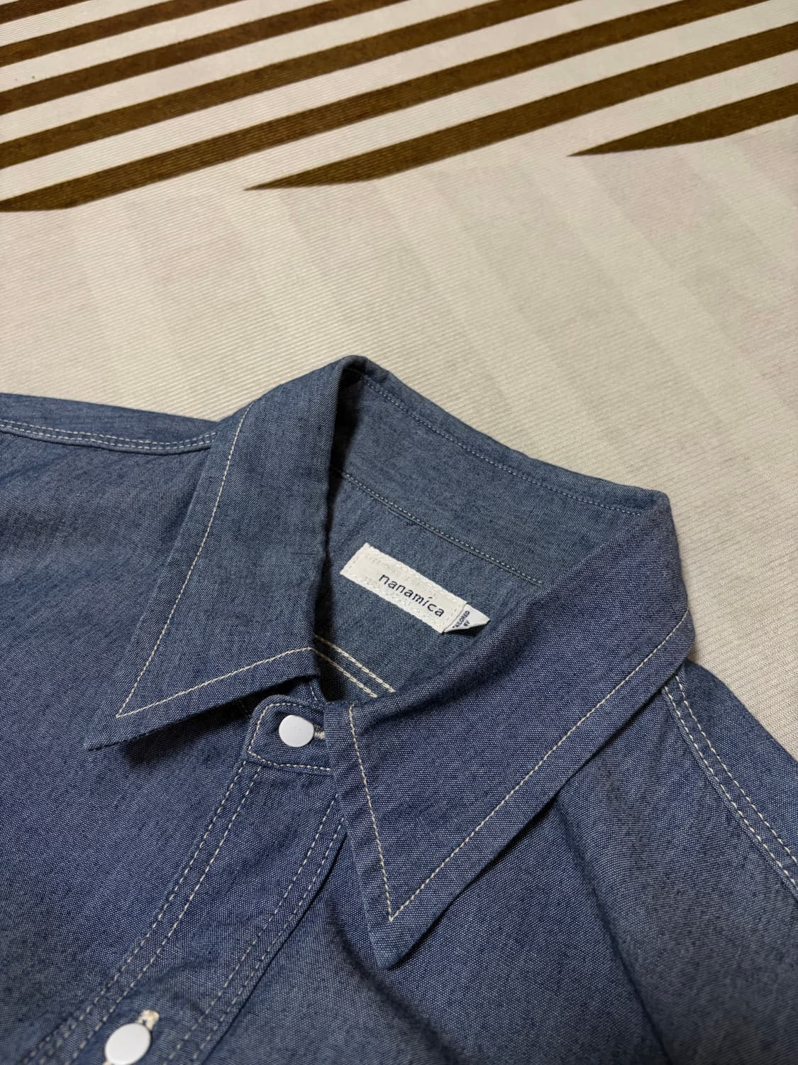 [L]나나미카 레귤러 칼라 윈드셔츠 인디고 판매합니다. 상품이미지8