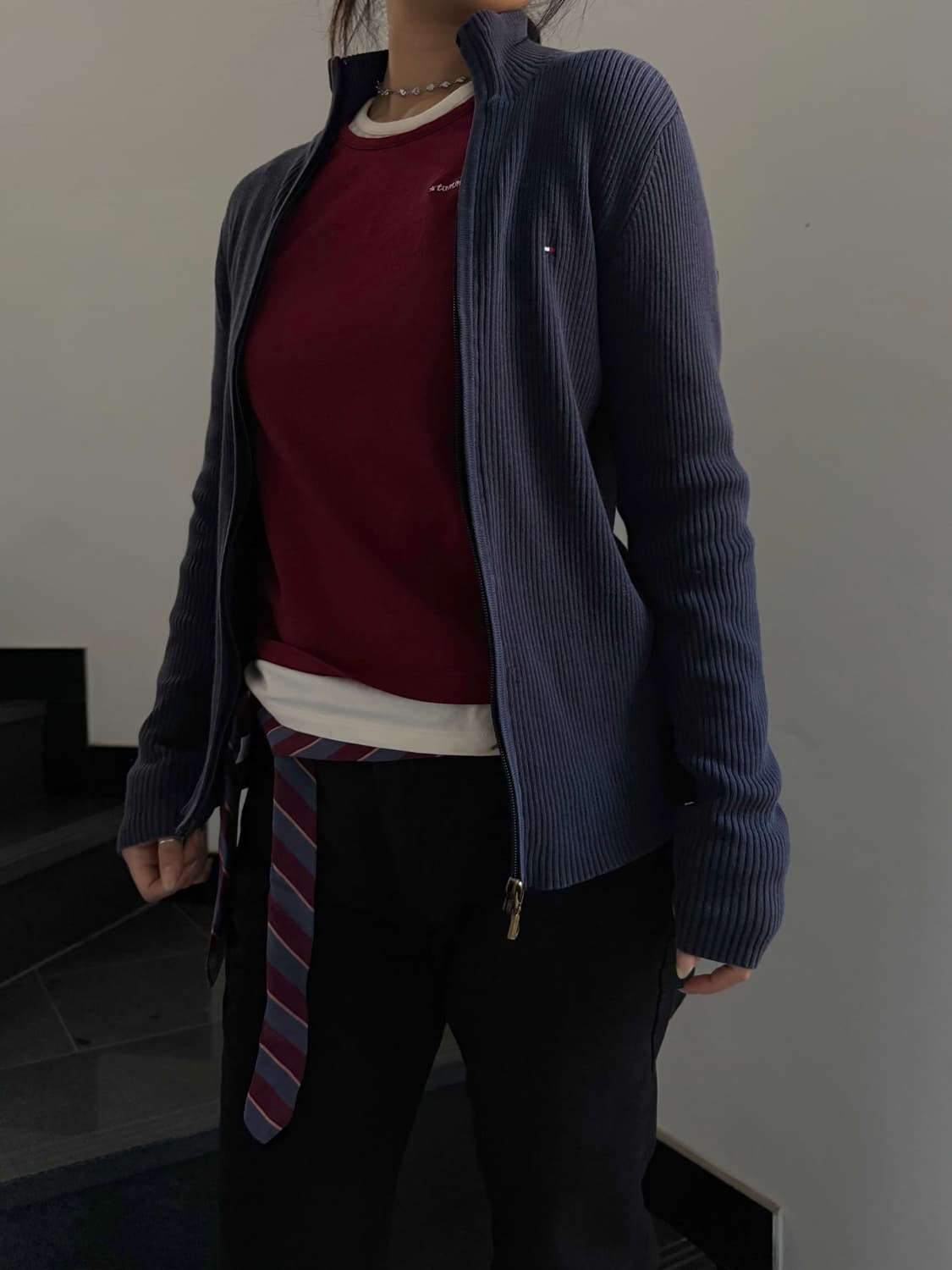 타미힐피거 버건디 레이어드 롱슬리브 상품이미지4