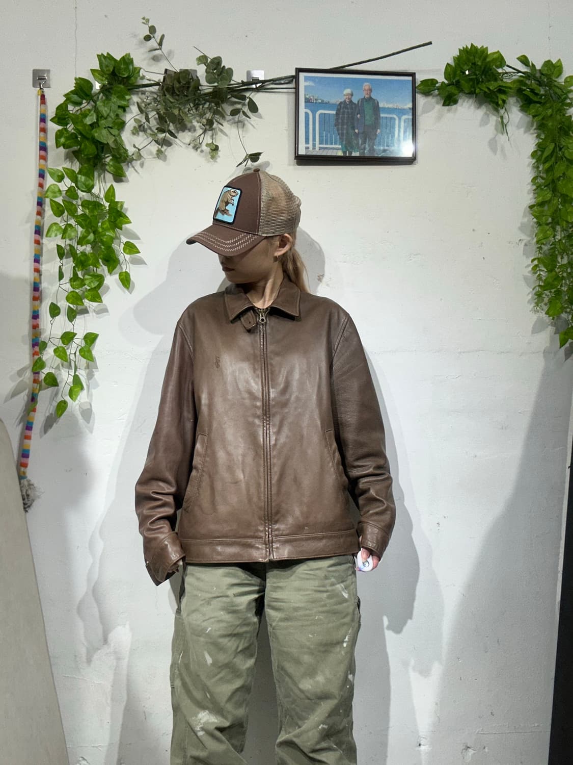 폴로 랄프 로렌 양가죽 브라운 블루종 자켓 L 상품이미지2