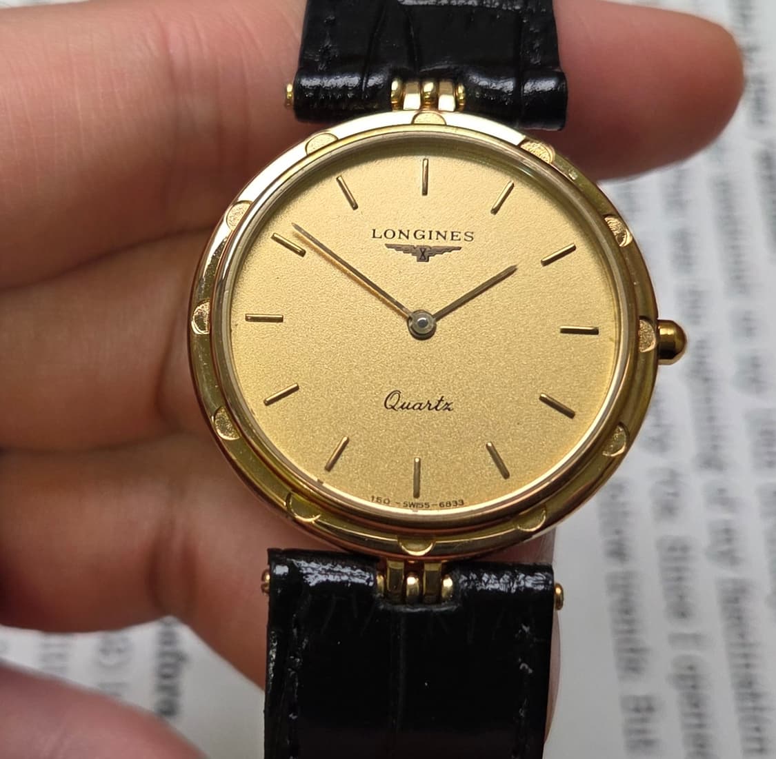 레어] 빈티지 론진 방돔형 금바리판 플라워베젤 올금장 슬림쿼츠 상품이미지2