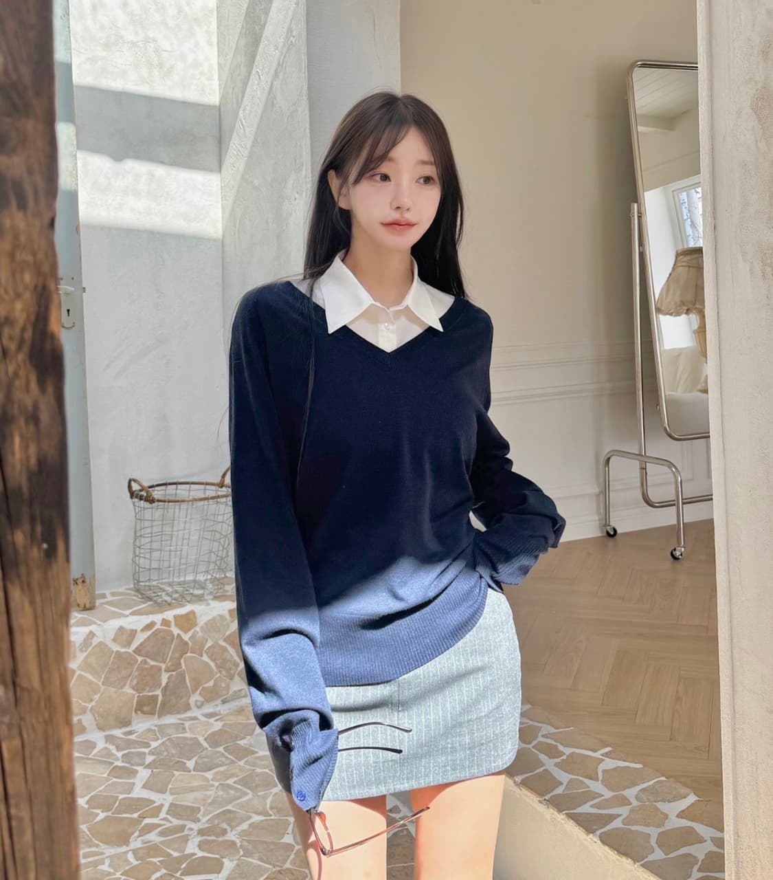 카인다미 브이넥 니트 티 상품이미지3