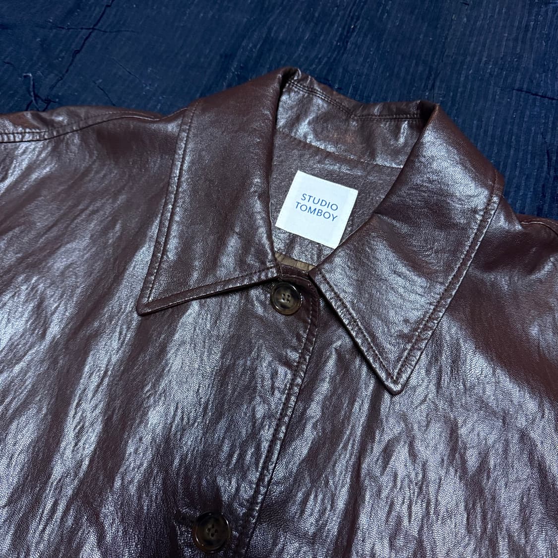 스튜디오 톰보이 PU 레더 싱글코트 F 상품이미지2