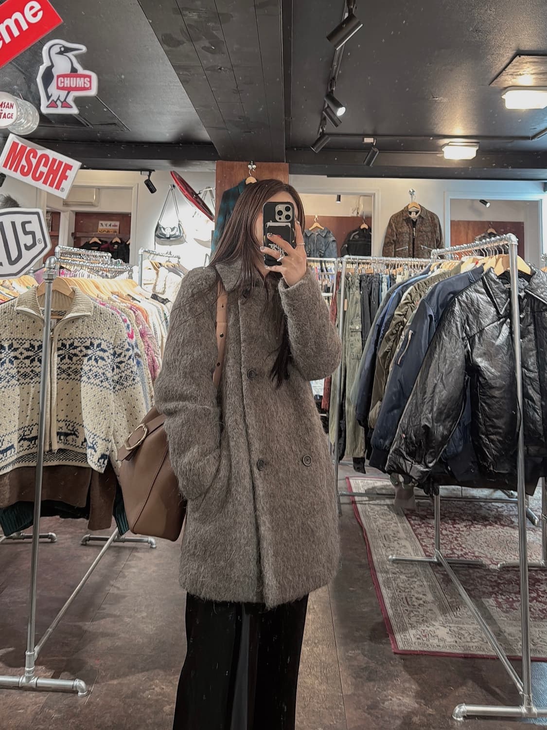 아떼바네사브루노 알파카 모헤어 오버핏 부클 더블 반코트 36 상품이미지7