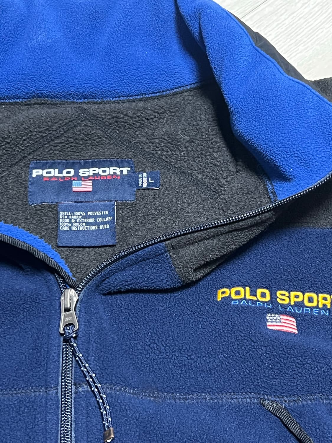 90s폴로스포츠성조기폴라텍후리스점퍼 L사이즈 상품이미지4