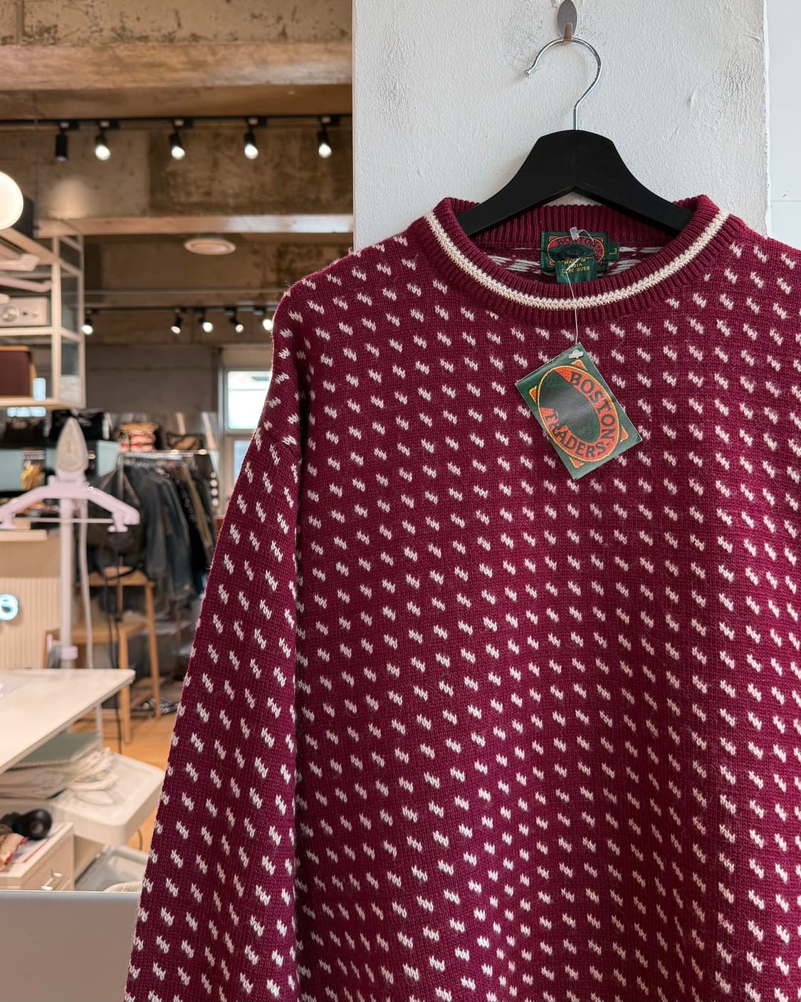 보스턴 트레이더스 딥 핑크 버드아이 패턴 울 니트  상품이미지4