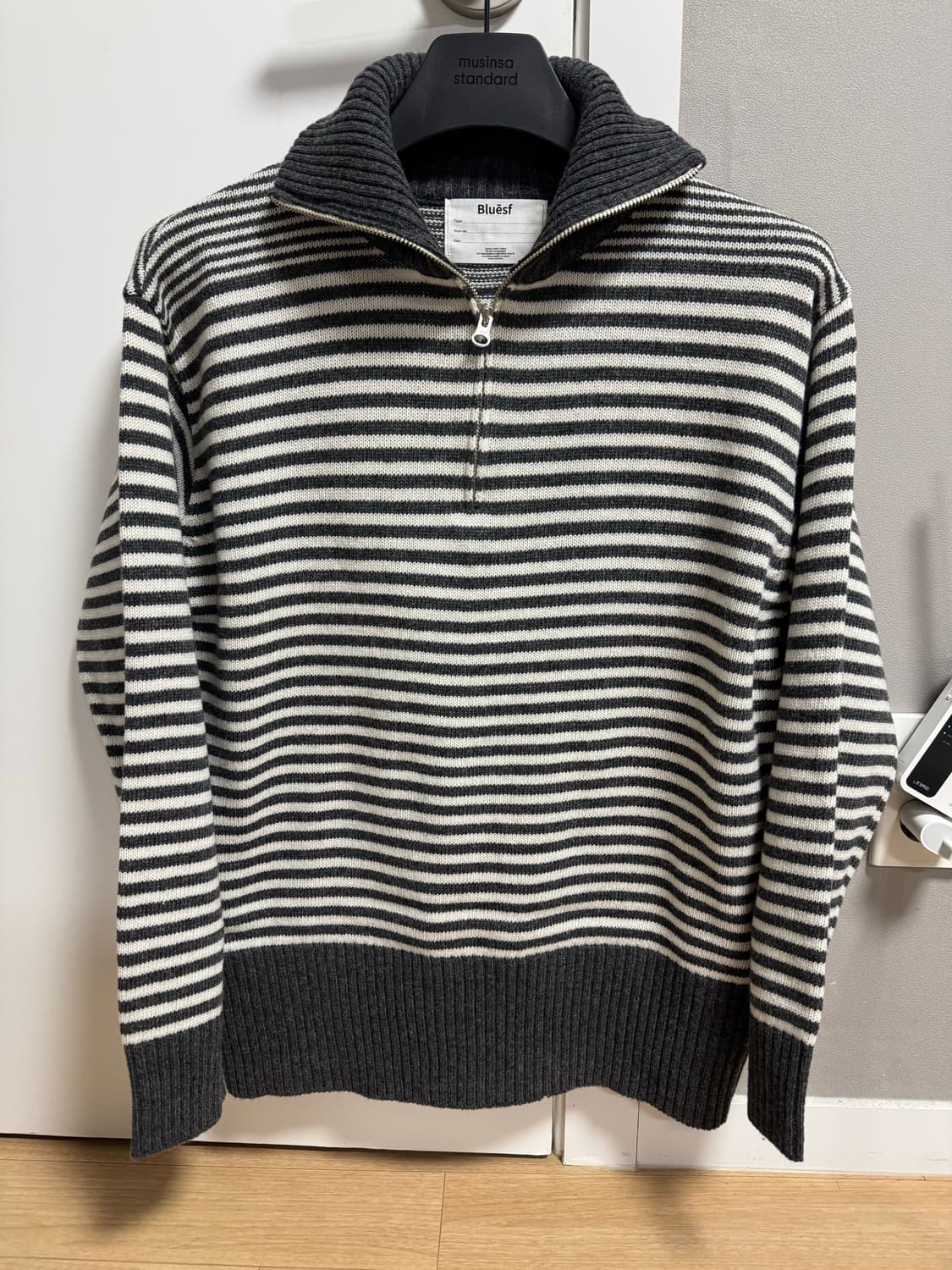 블루썬플라워 스트라이프 하프집업 니트 m 95 상품이미지3