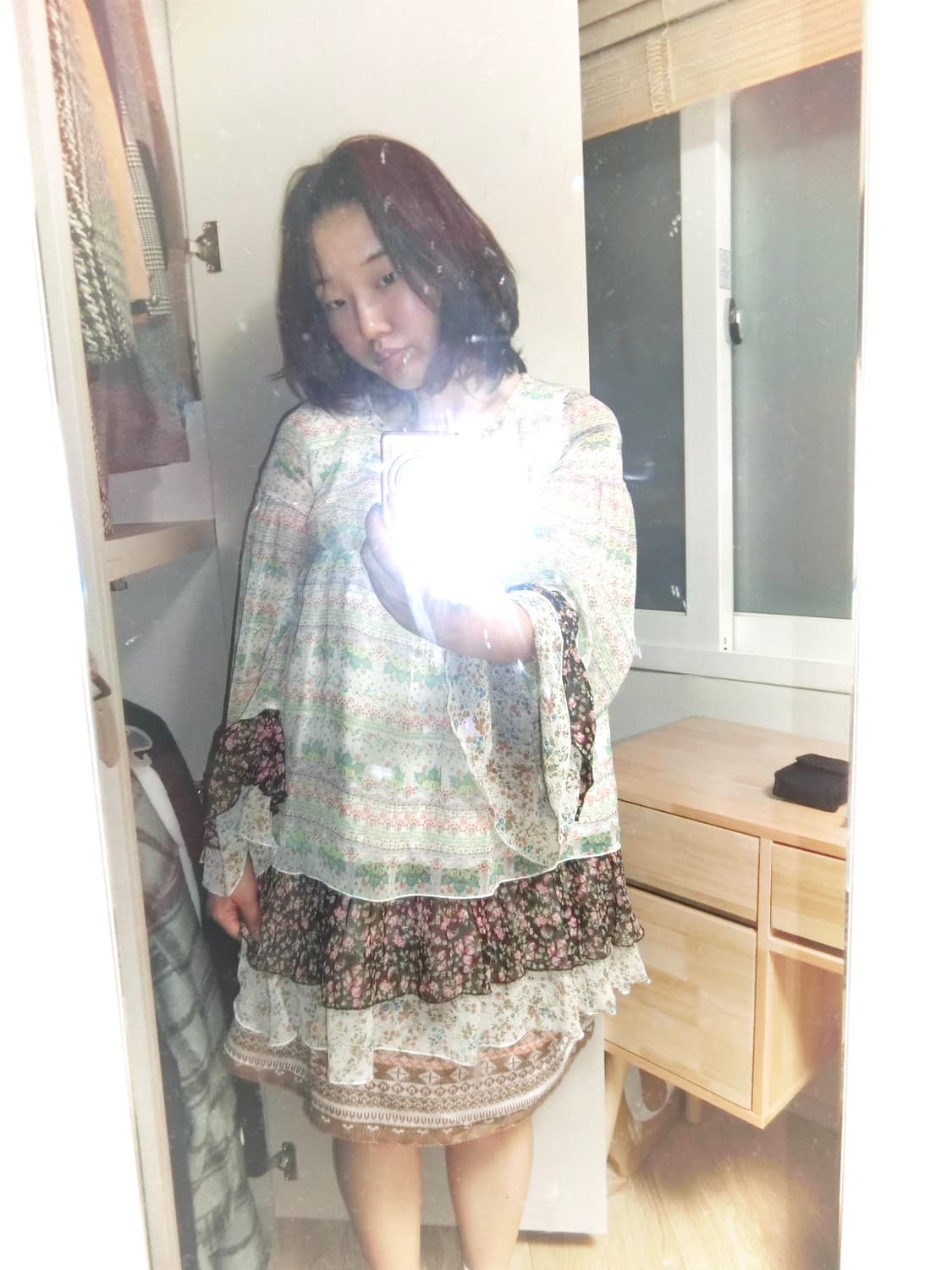 일본 빈티지 xaja 보헤미안 모리룩 에스닉 패턴 블라우스 원피스 상품이미지1