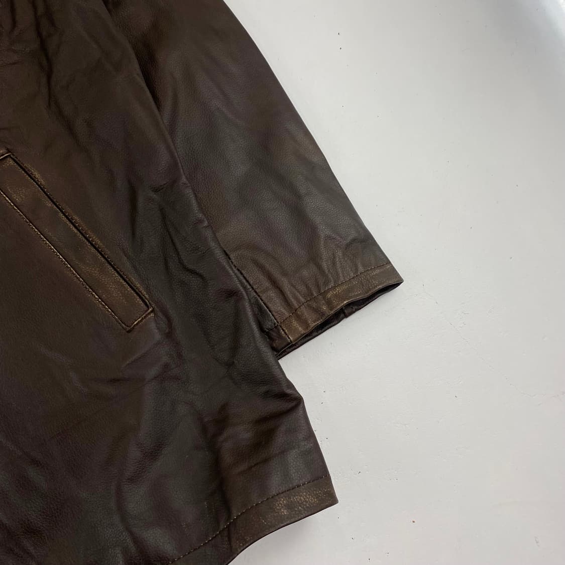 빈티지 천연 가죽 브라운 레더 카 코트(108) 상품이미지4