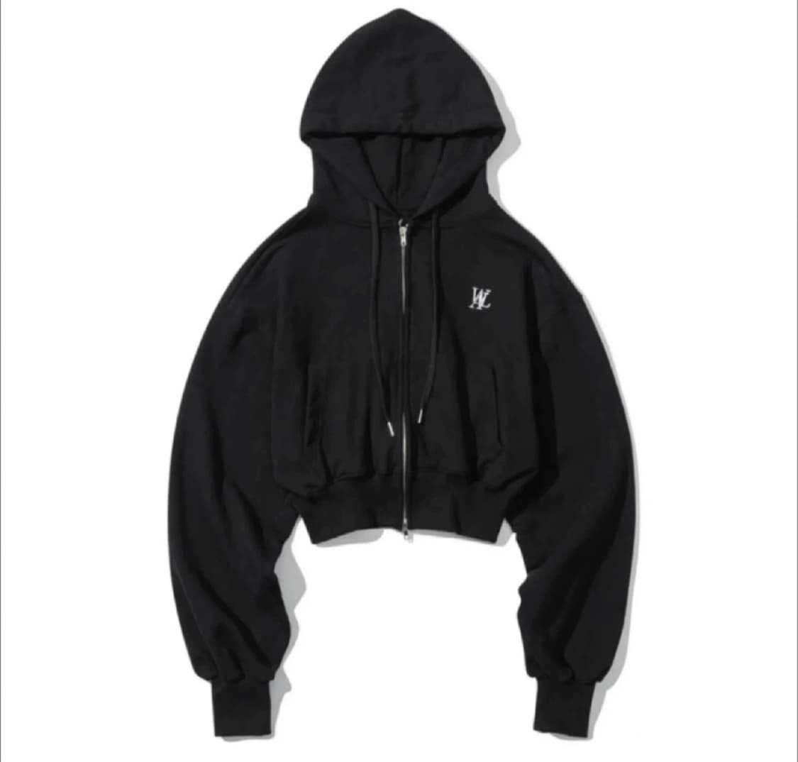 우알롱 크롭 후드집업 (거의 새상품)(black)(xs) 상품이미지1