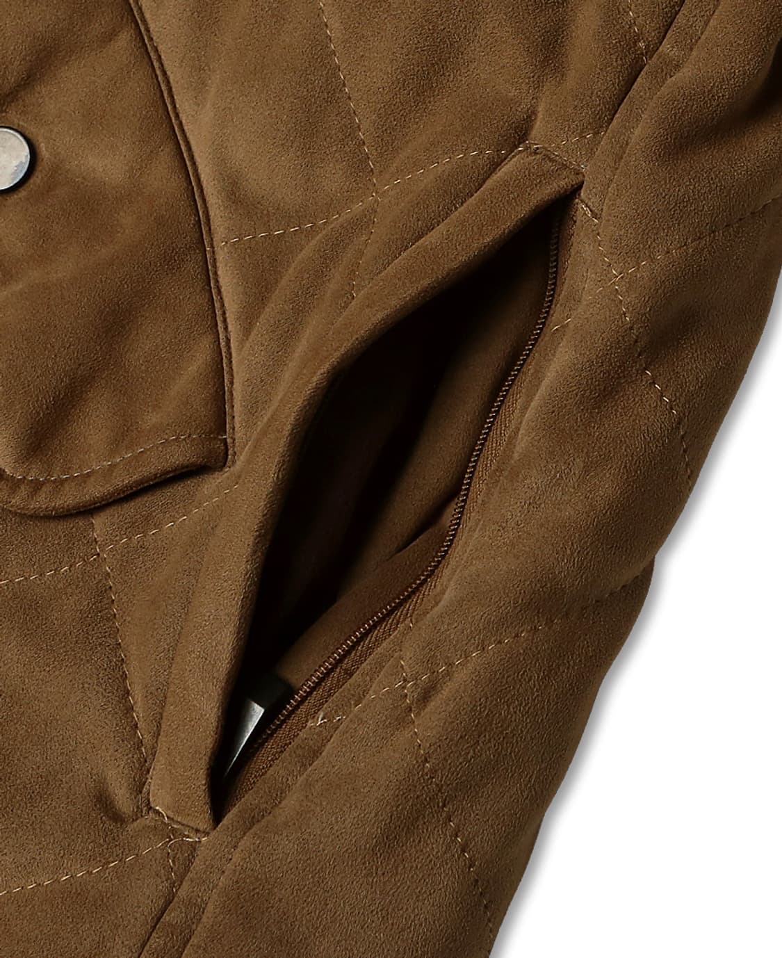 꼬르넬리아니 [Corneliani] 카멜 스웨이드 퀼팅 하프 코트 자켓 상품이미지10