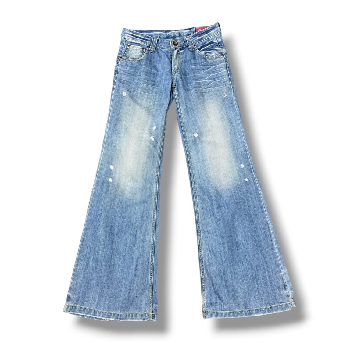 JPN 스터드 데미지 연청 데님 부츠컷팬츠 플레어팬츠 상품이미지2