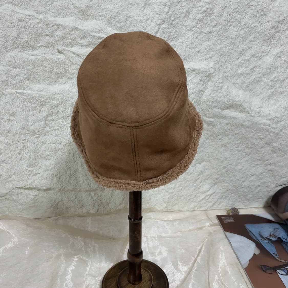 빈티지 스웨이드 퍼 무스탕 버킷햇모자 상품이미지2