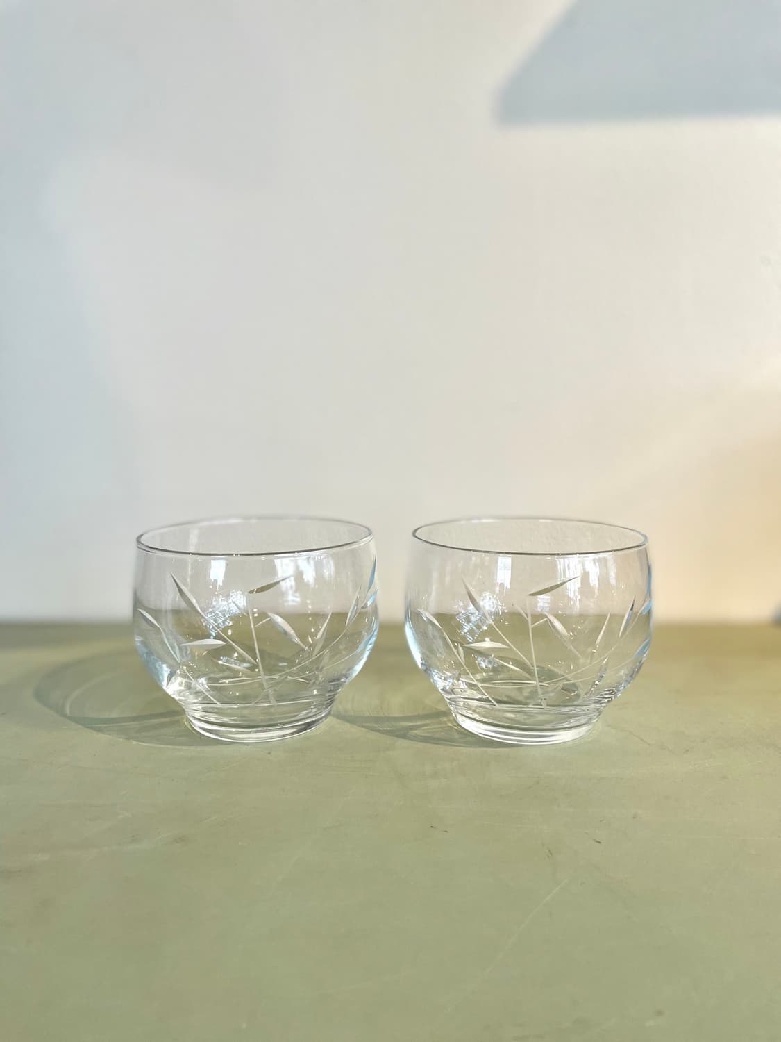 빈티지 일본 핸드컷 크리스탈 잔 2pcs 상품이미지1