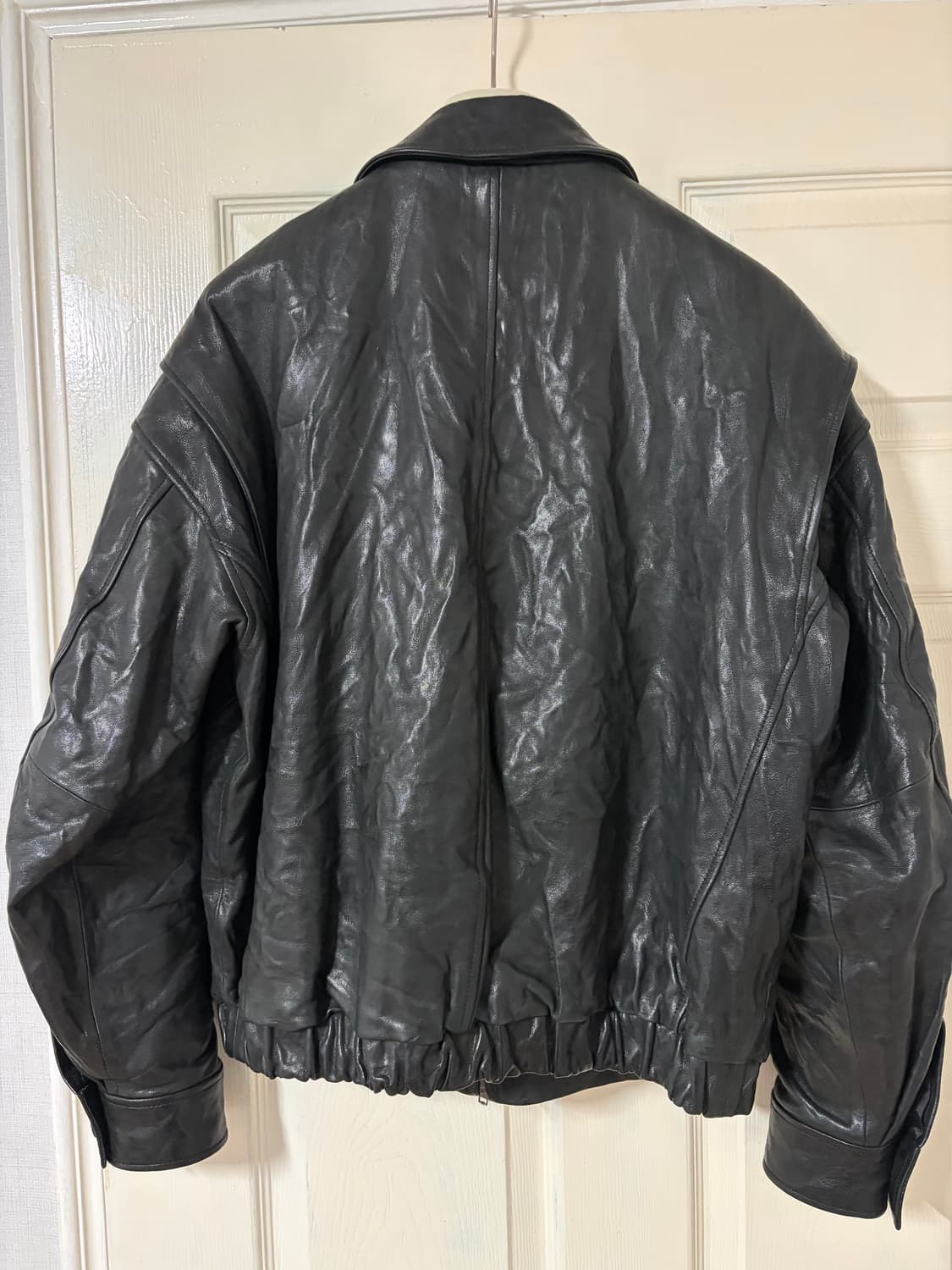 (M) 쿠어 램스킨 크리즈 블루종 블랙 상품이미지2