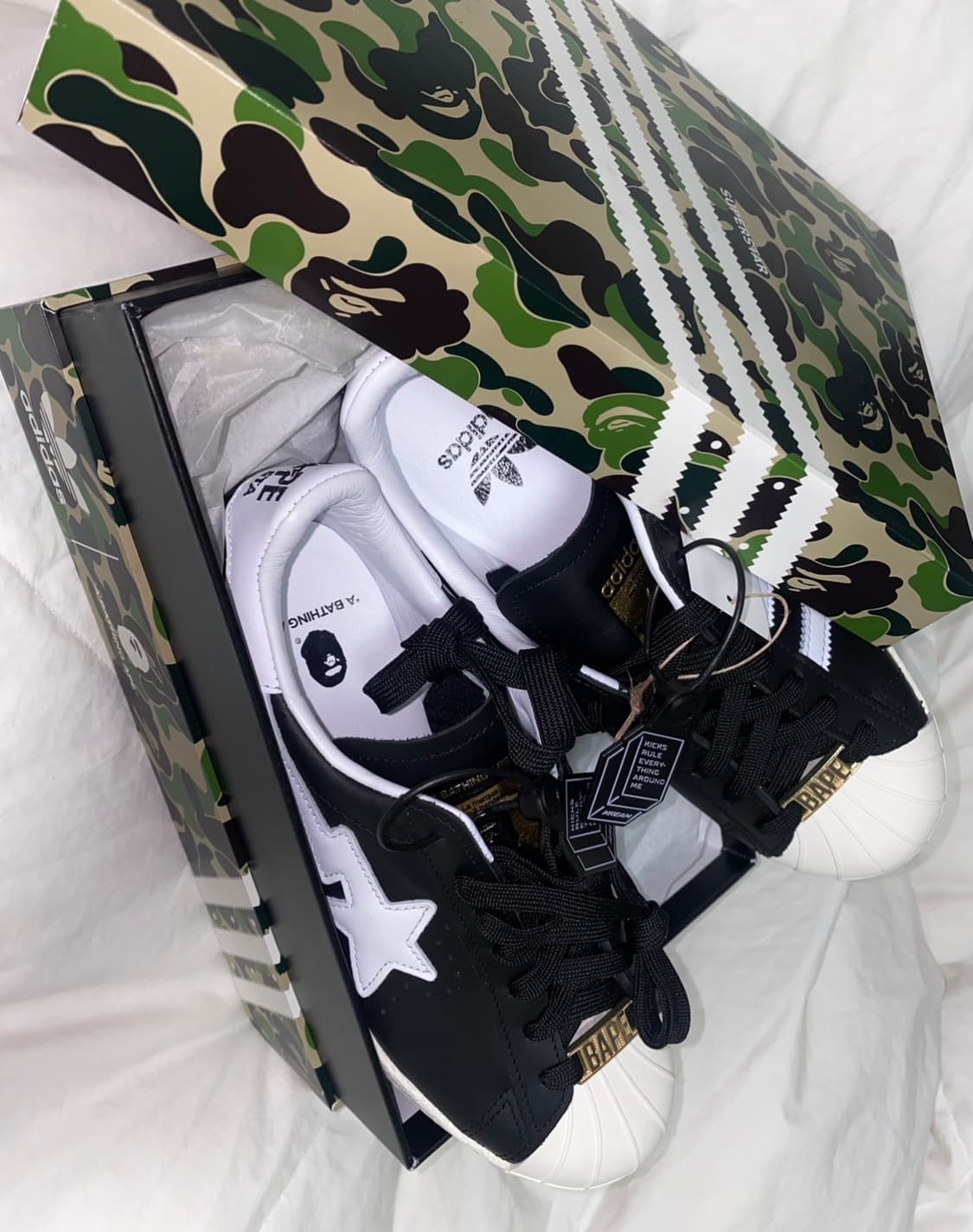 아디다스 x 베이프 슈퍼스타 80s 코어 블랙 오프 화이트 상품이미지1