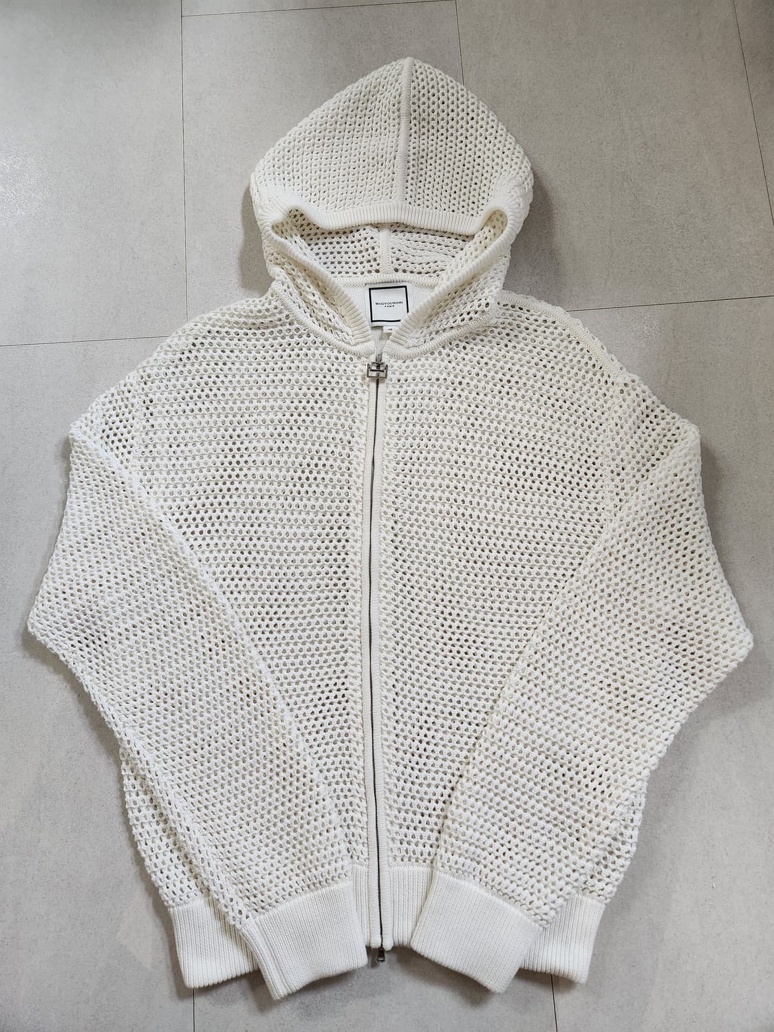 우영미 메쉬 후드 니트 집업 가디건 상품이미지1