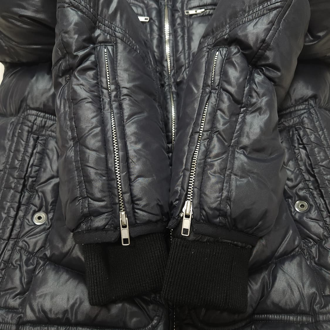 [S] 디젤 네이비 니일론 남여 숏패딩 (~90) 상품이미지6