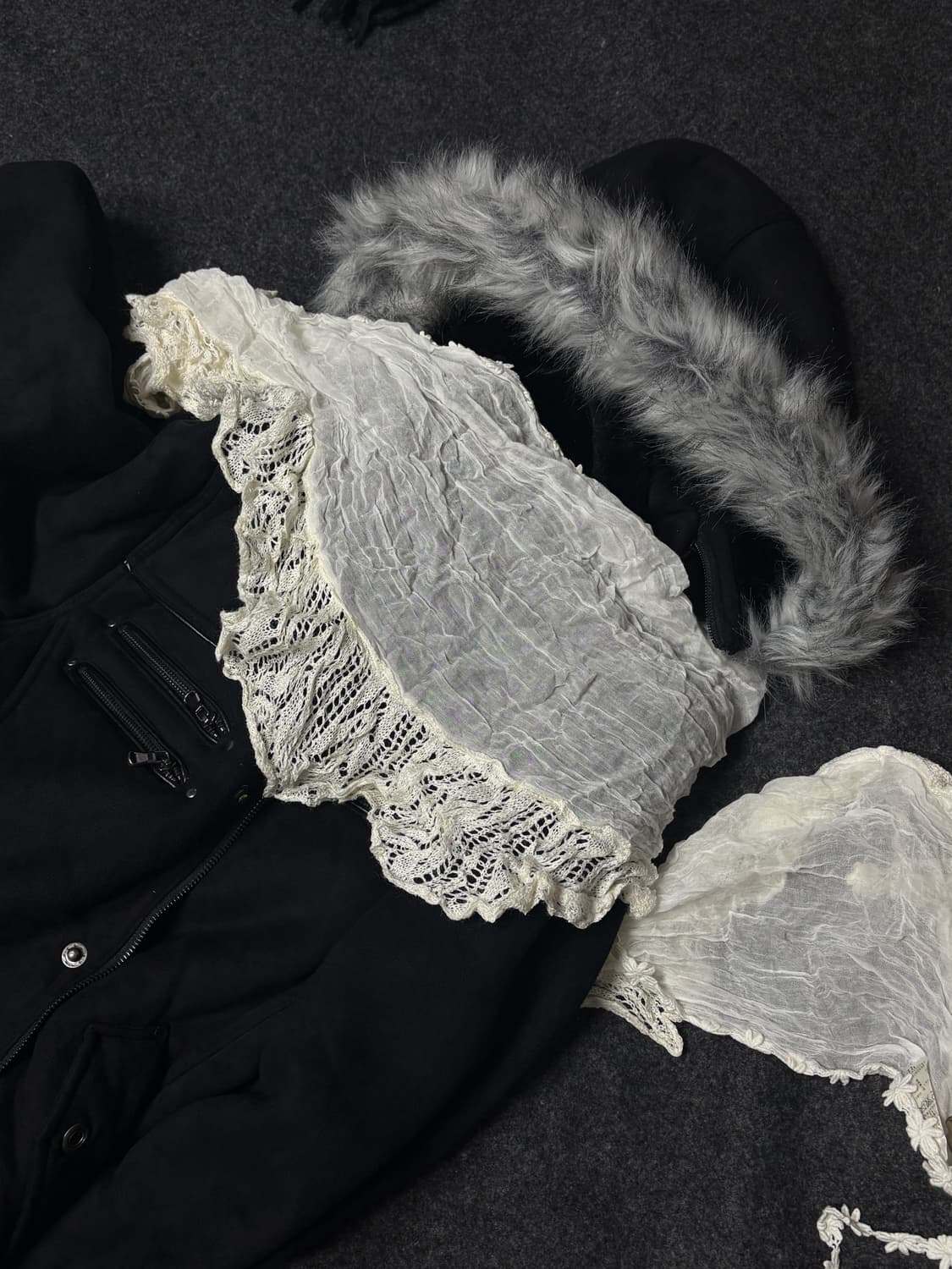 Vintage y2k punk white muffler scarf 상품이미지2