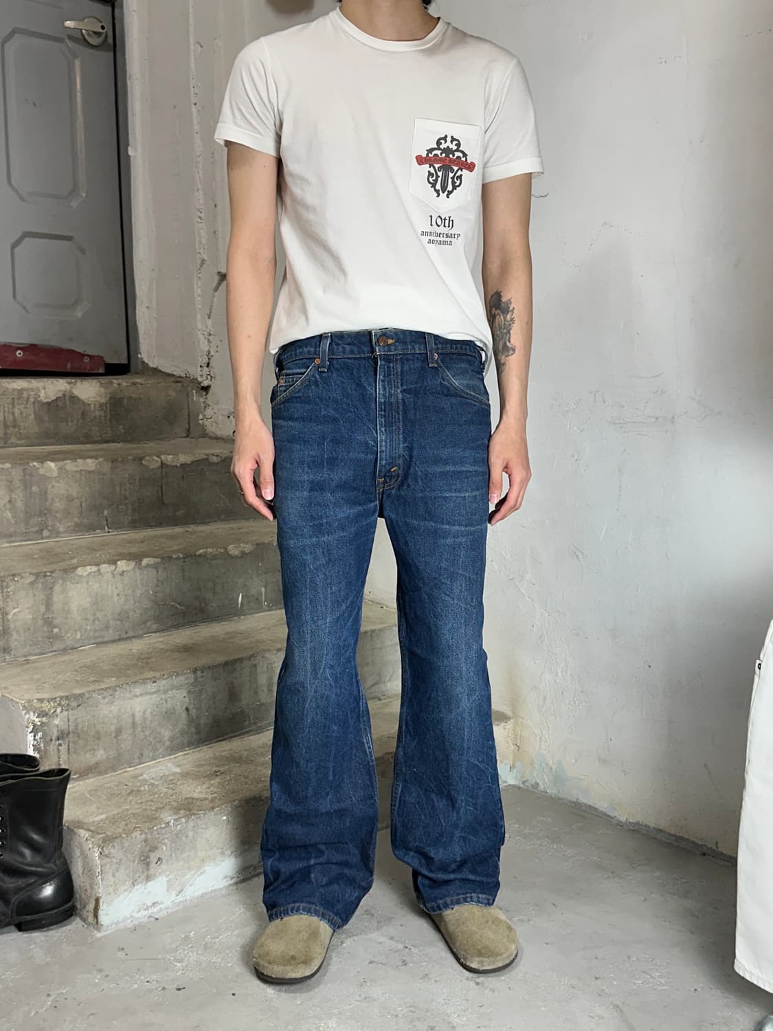 90's USA Made 빈티지 리바이스 517 오렌지탭 부츠컷 플레어진 상품이미지4