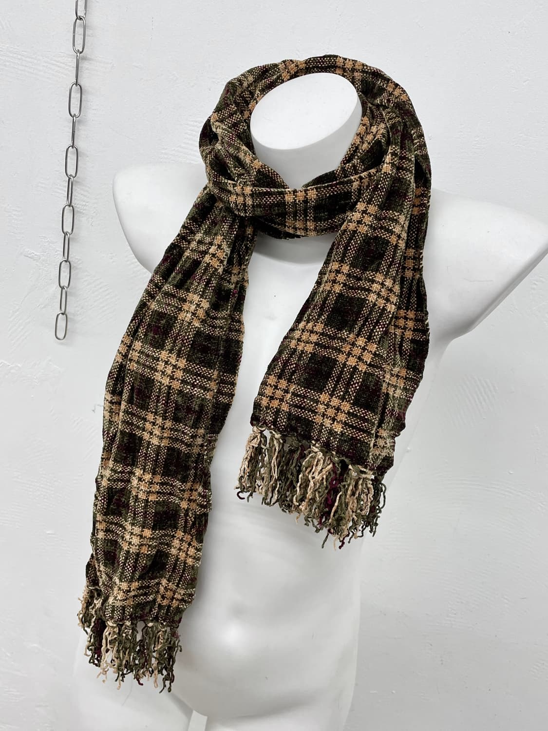 벨벳 체크 수술 머플러  상품이미지2