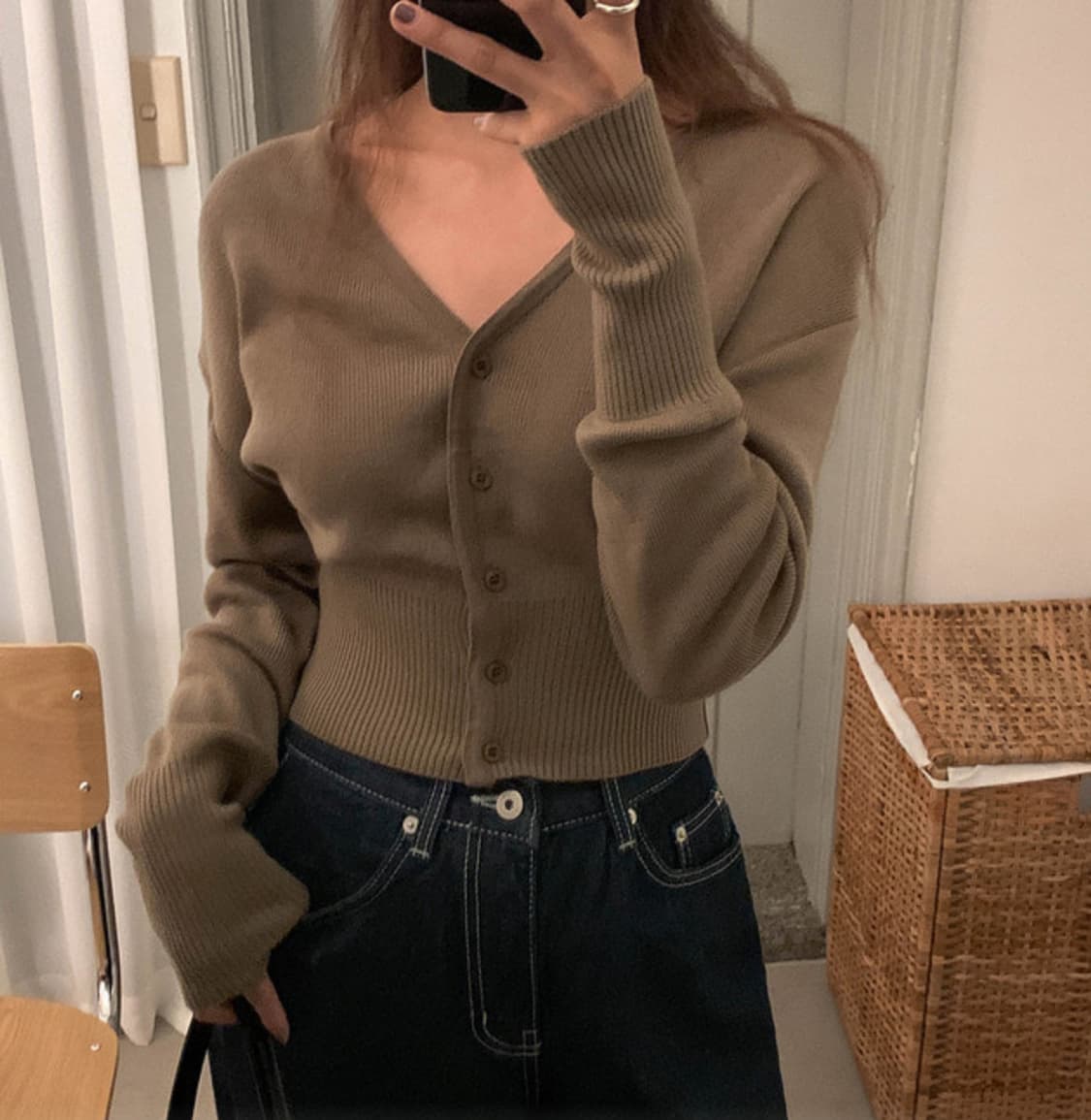 니어웨어 블랙 가디건 상품이미지1