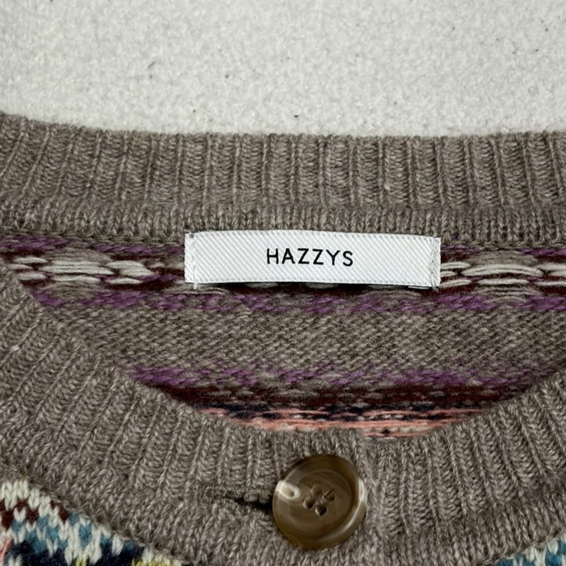 HAZZYS 패턴 울 캐시미어 가디건 90 상품이미지4