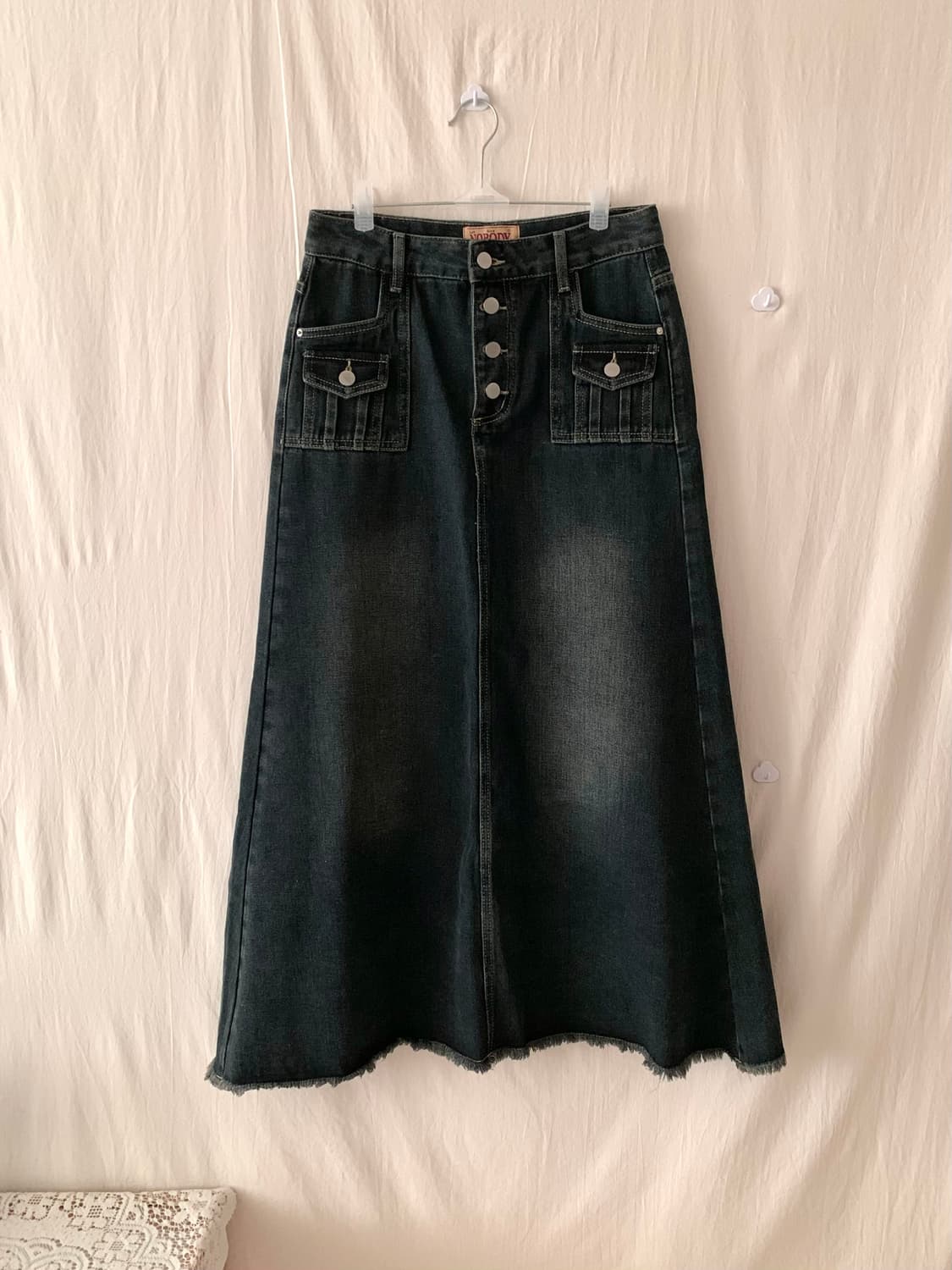 흑청 머메이드 데님 롱스커트 상품이미지1