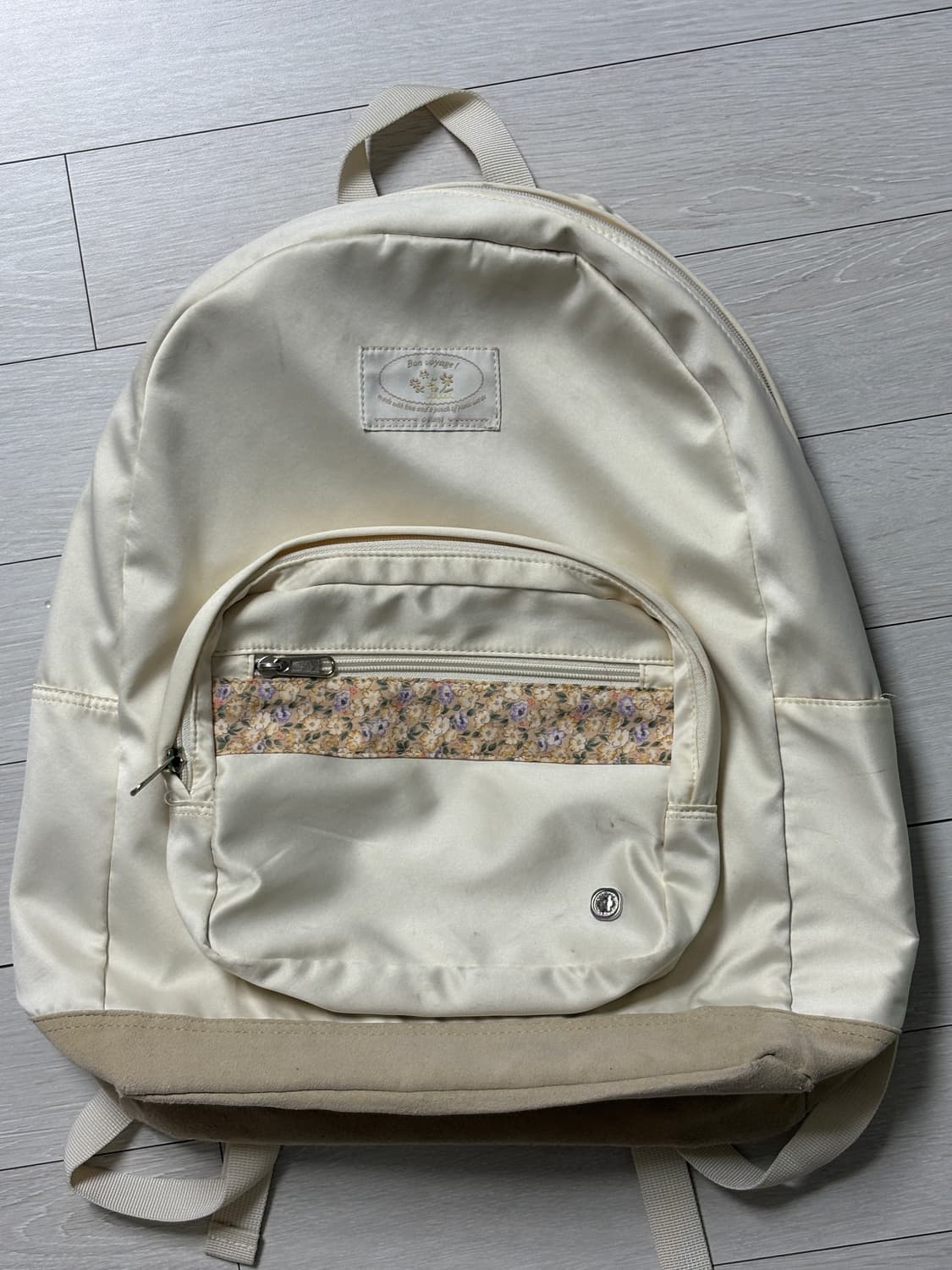 Ovuni 아이보리 새틴 백팩 🤍 빈티지 플라워 포인트 상품이미지2