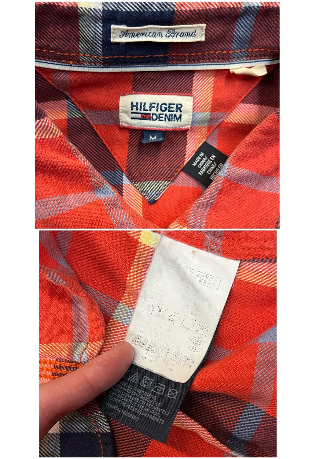 타미힐피거 버튼 체크 셔츠 레드 M #csz2079 상품이미지4