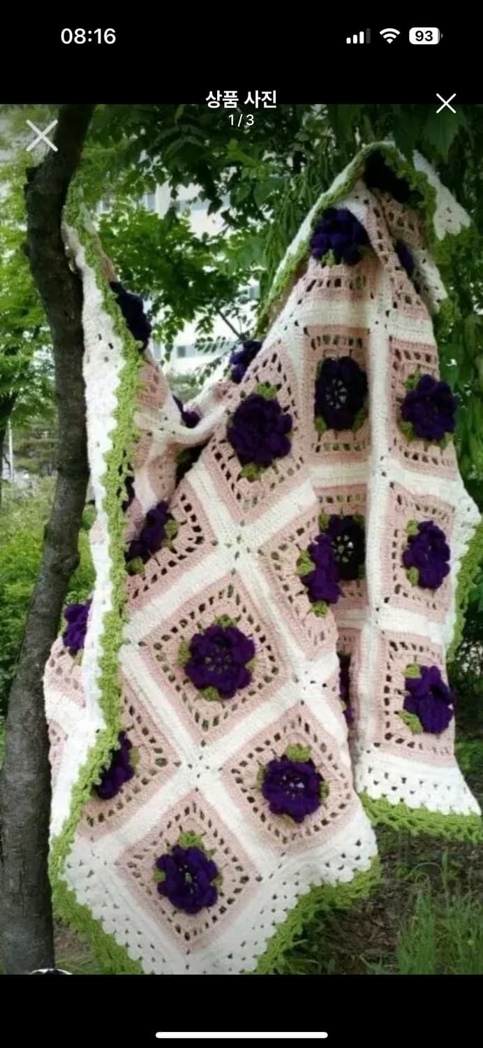 손뜨개 꽃 블랭킷 상품이미지1