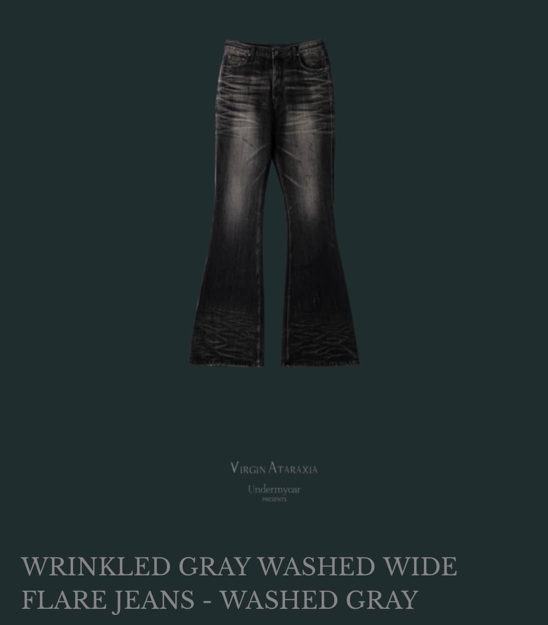 (1) 언더마이카 링클드 와이드 플레어진 워시드그레이 상품이미지3