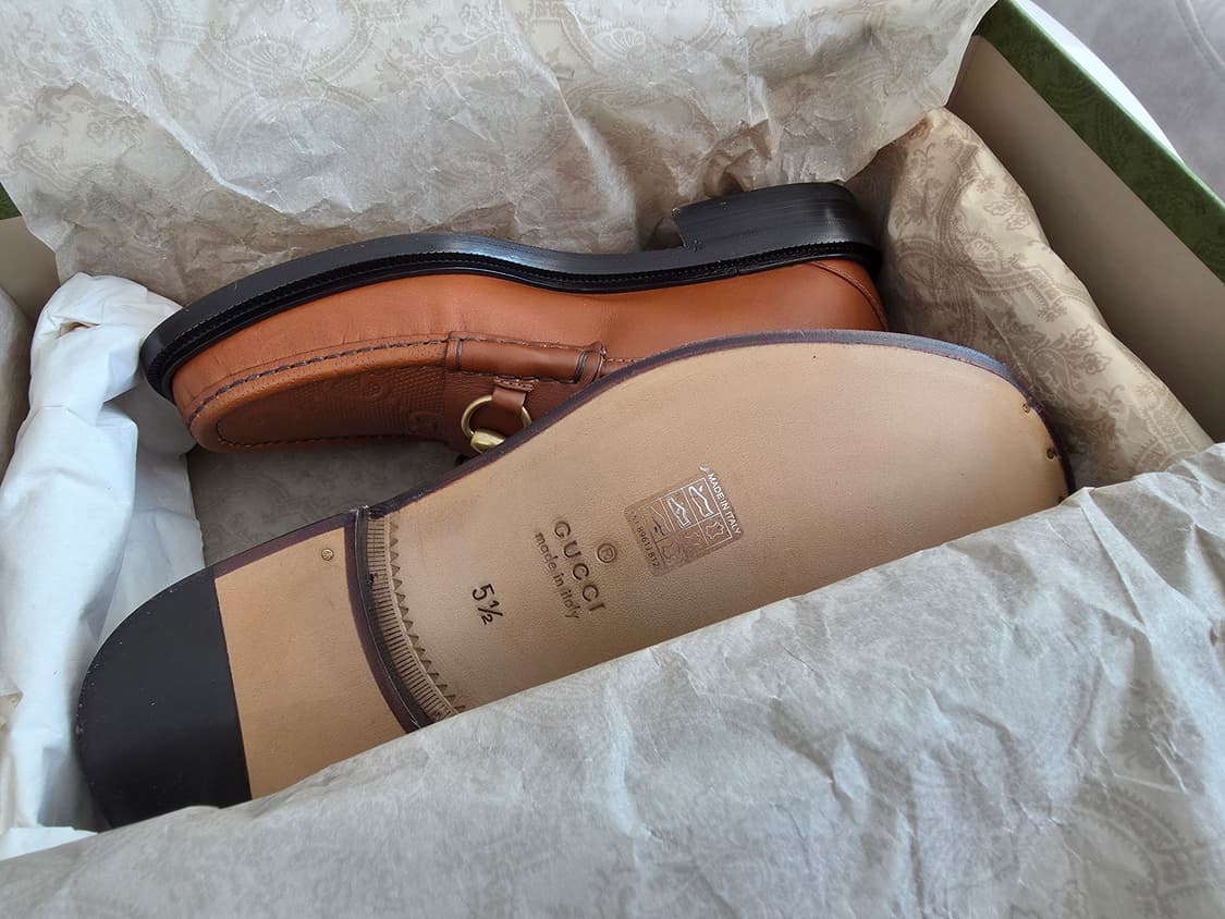 구찌 홀스빗 GG 엠보싱 브라운 로퍼 5.5 (새상품, 정품) 상품이미지1