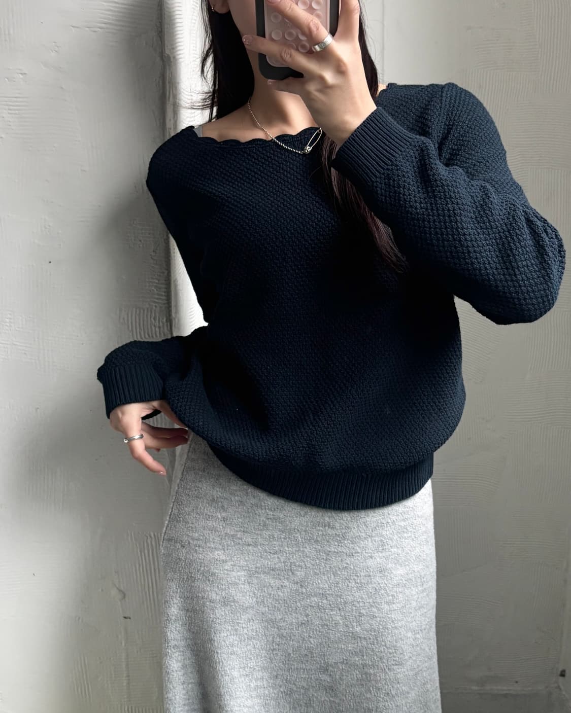 A.P.C 아페쎄 프릴 네이비컬러 코튼 니트 상품이미지2