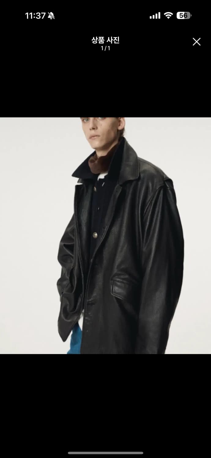 [S] 렉토 빈티지 워싱 레더 점퍼 초어 가죽 자켓 블랙 상품이미지1