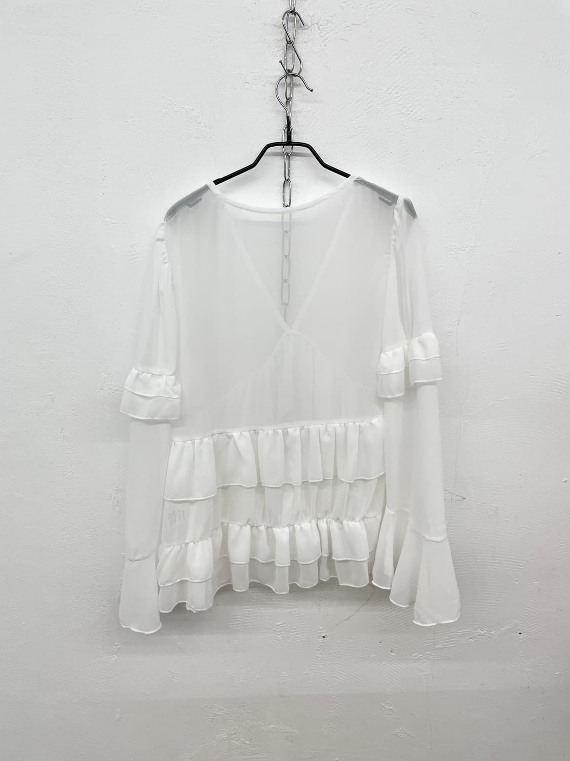 화이트 시어 프릴 블라우스 상품이미지6