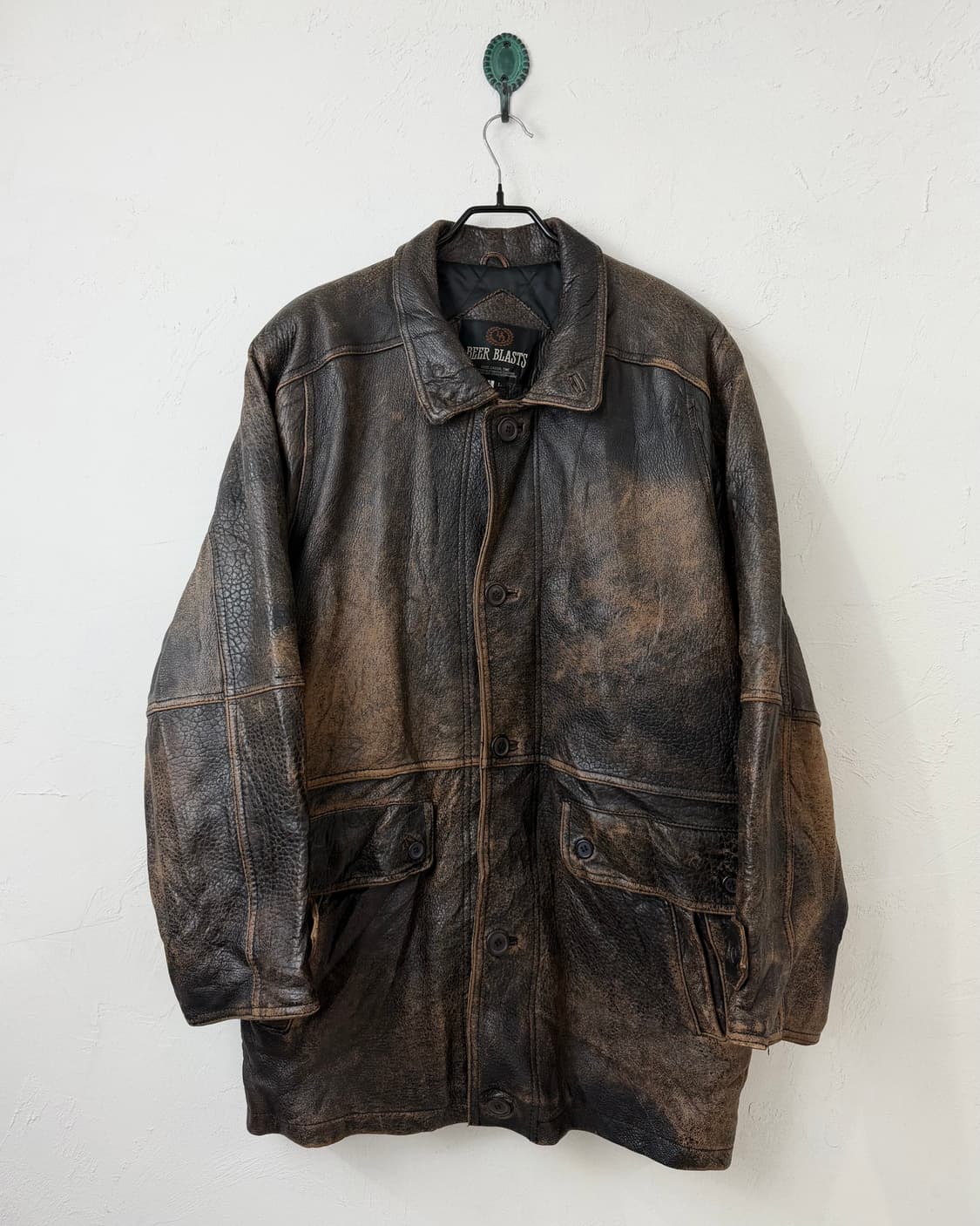 80s 이태리 램스킨 레더 코트 상품이미지2