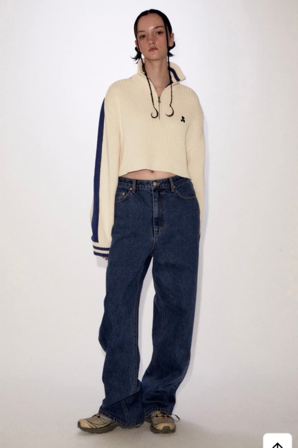 레스트앤레크레이션 RR 로고 와이드 진 데님 팬츠 상품이미지1