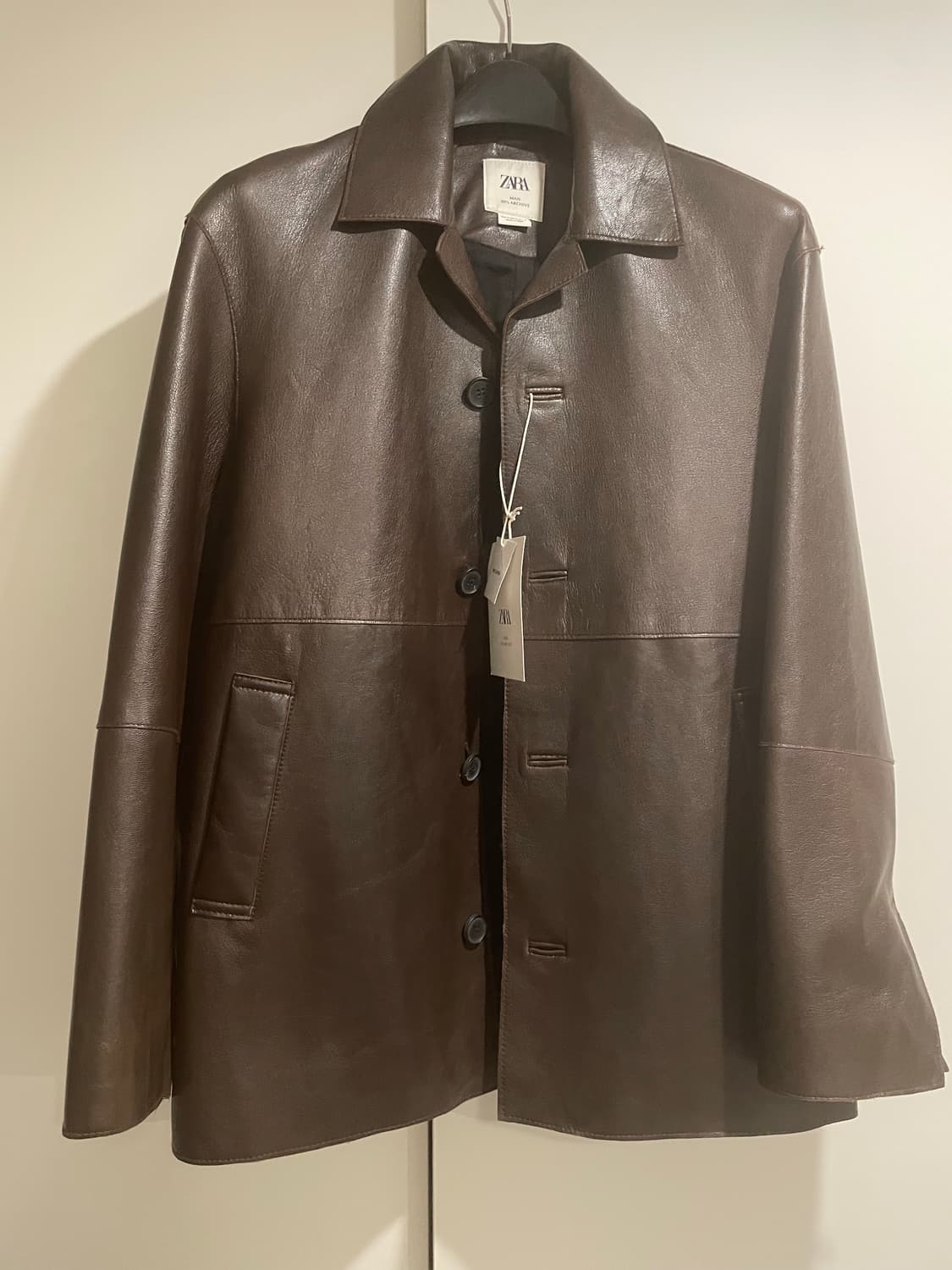 자라 레더 카코트 브라운 판매a 상품이미지1