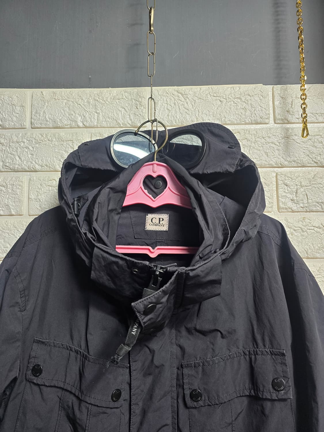 C.P.컴퍼니 고글 후드 자켓 블랙 L 상품이미지3
