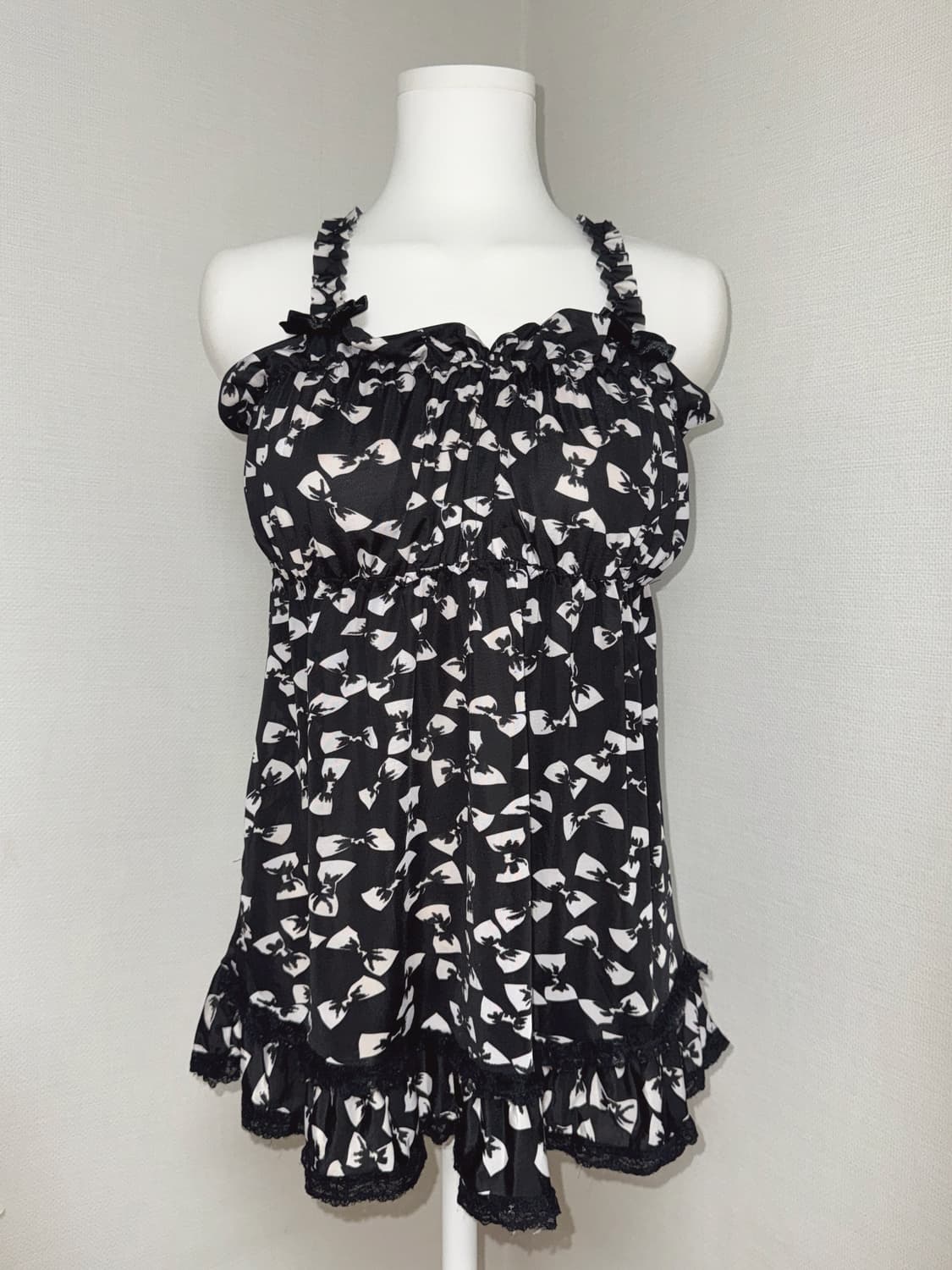 Black Ribbon Frill Sleeveless 상품이미지2
